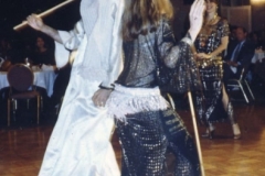 Mokhtar and Katyia performing an Egyptian stick dance at Misha's.
