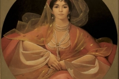 Oil painting of Aisha Ali as a Ghazeeyah by Leona Wood.