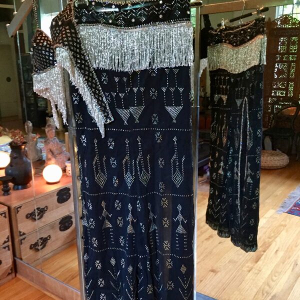 AsyutiBedlahHung 600x600 - Bra and Belt (Bedlah) with Skirt:  Asyut fabric (tulle bit telli)
